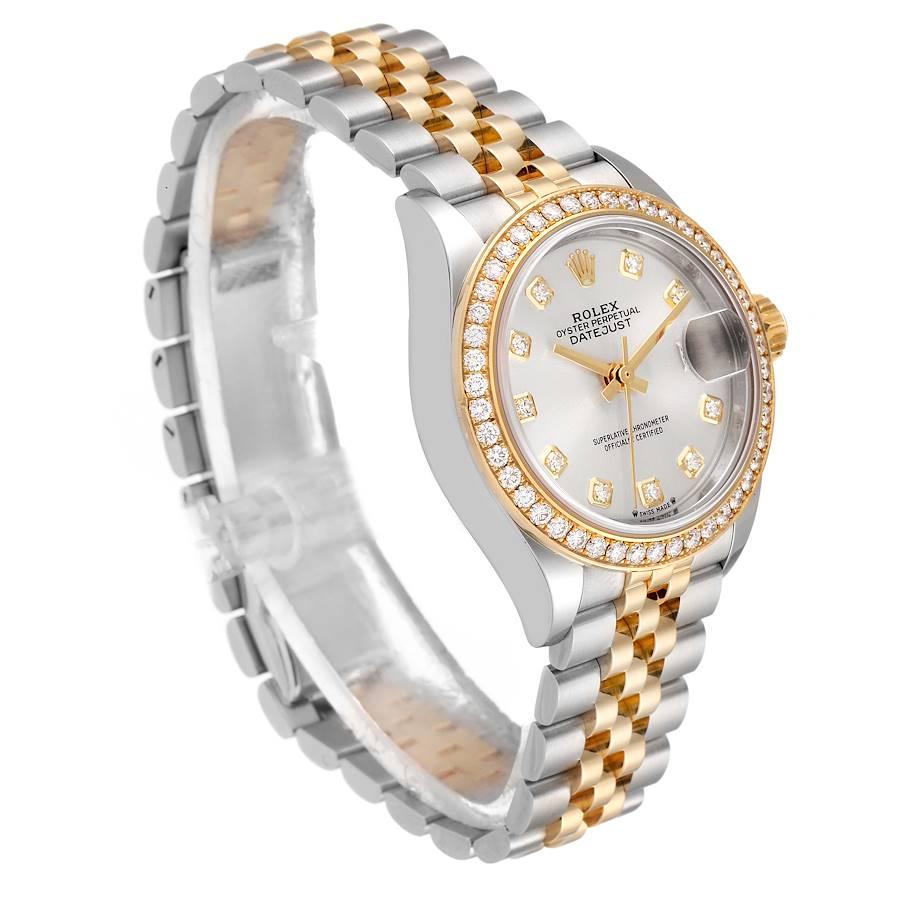 Rolex Datejust 28 Steel Rolesor Yellow Gold Diamond Watch 279383 Box Card In Excellent Condition For Sale In Atlanta, GA