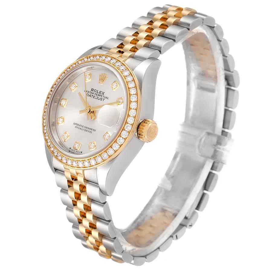 Women's Rolex Datejust 28 Steel Rolesor Yellow Gold Diamond Watch 279383 Box Card For Sale