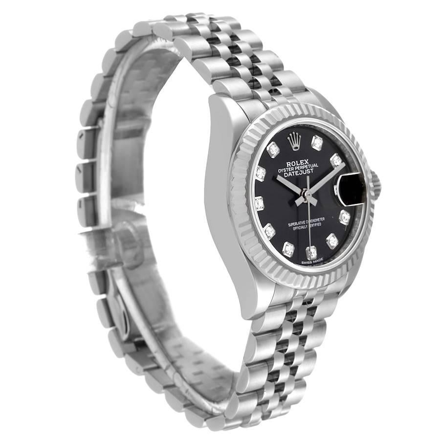 Rolex Datejust 28 Steel White Gold Dark Grey Diamond Dial Ladies Watch 279174 In Excellent Condition In Atlanta, GA