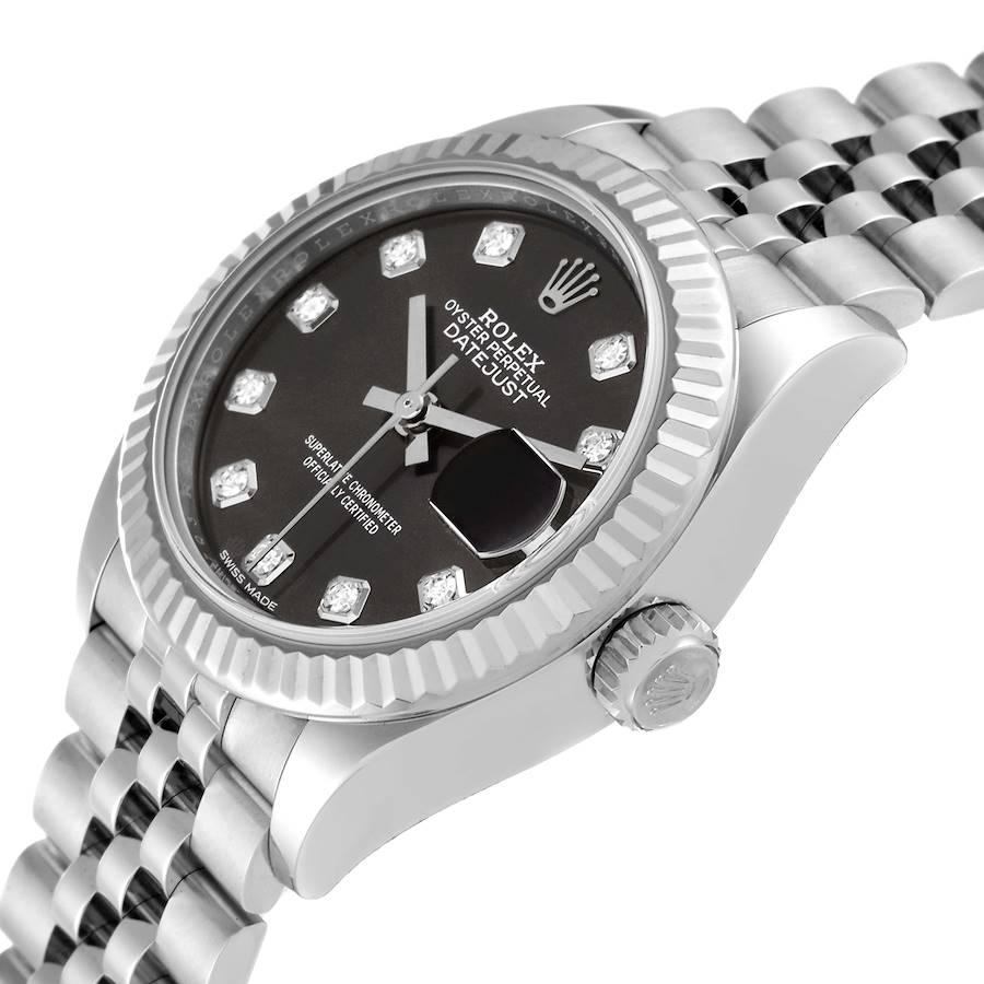 Rolex Datejust 28 Steel White Gold Dark Grey Diamond Dial Watch 279174 Box Card 1