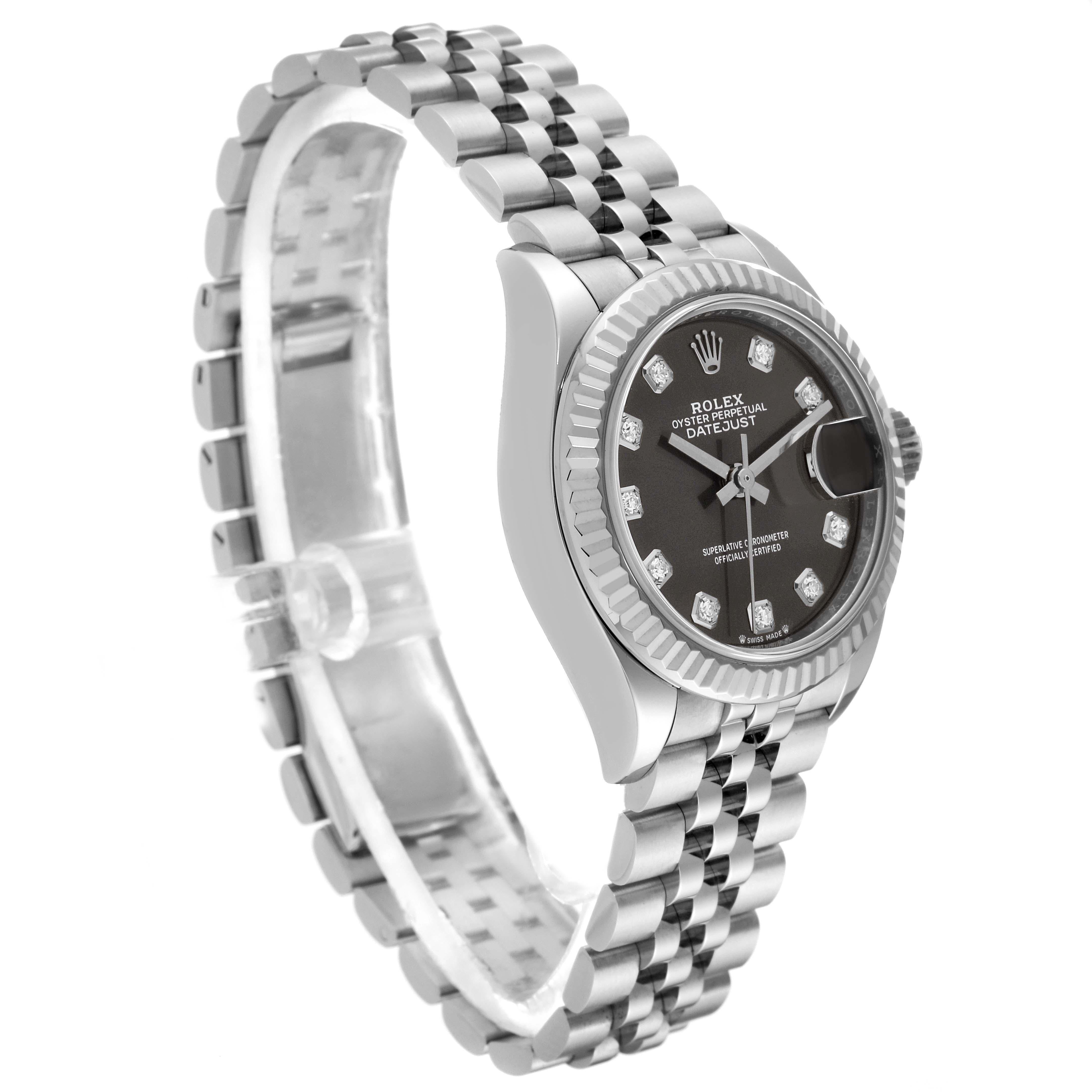 Women's Rolex Datejust 28 Steel White Gold Diamond Dial Ladies Watch 279174 Box Card For Sale