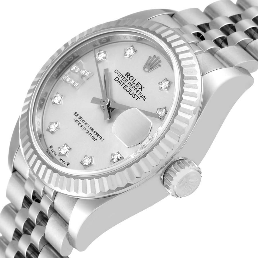 Rolex Datejust 28 Steel White Gold Diamond Dial Ladies Watch 279174 Box Card In Excellent Condition In Atlanta, GA