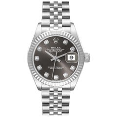 Rolex Datejust 28 Steel White Gold Diamond Dial Ladies Watch 279174 Box Card