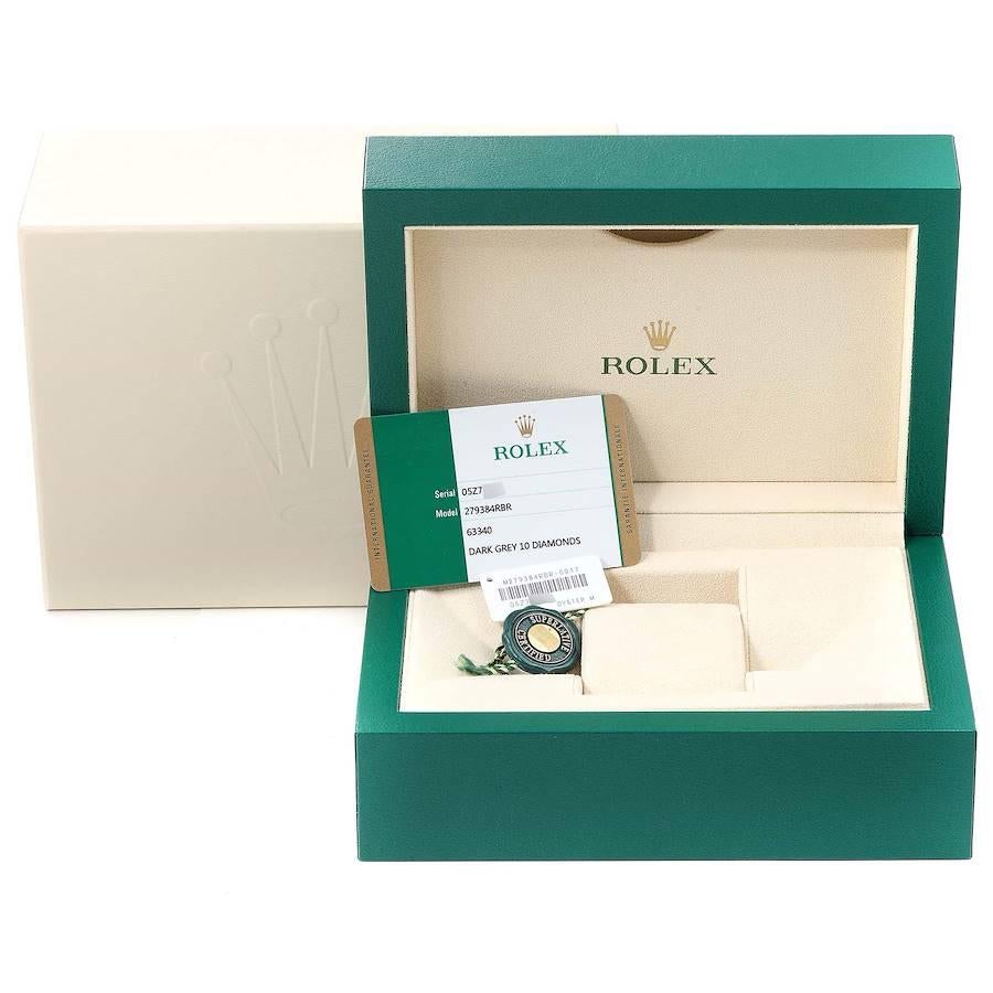 Rolex Datejust 28 Steel White Gold Grey Dial Ladies Watch 279384 Box Card For Sale 8