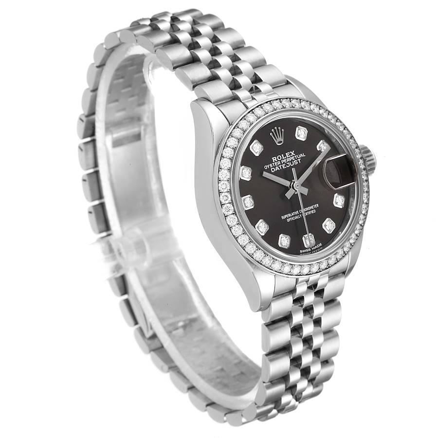 Rolex Datejust 28 Steel White Gold Grey Dial Ladies Watch 279384 Box Card In Excellent Condition For Sale In Atlanta, GA