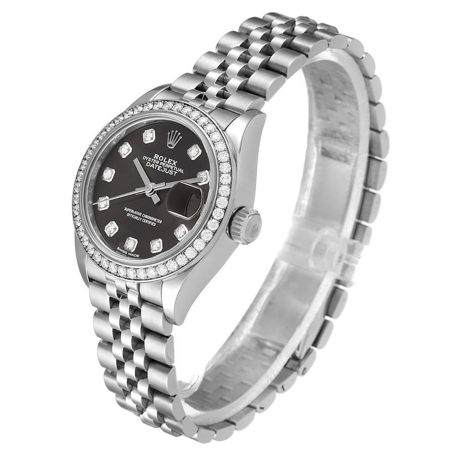 Women's Rolex Datejust 28 Steel White Gold Grey Dial Ladies Watch 279384 Box Card For Sale