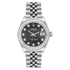 Rolex Datejust 28 Steel White Gold Grey Dial Ladies Watch 279384 Box Card