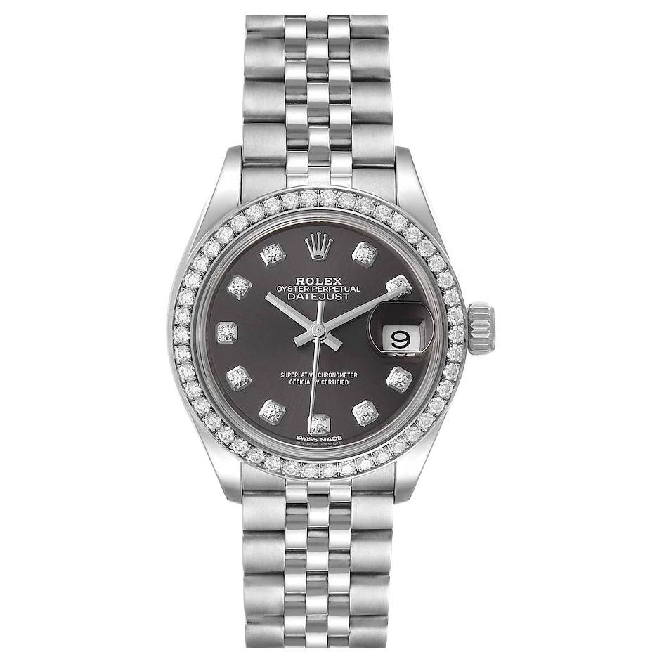 Rolex Datejust 28 Steel White Gold Grey Dial Ladies Watch 279384 Box Card For Sale