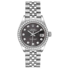 Rolex Datejust 28 Steel White Gold Grey Dial Ladies Watch 279384 Box Card