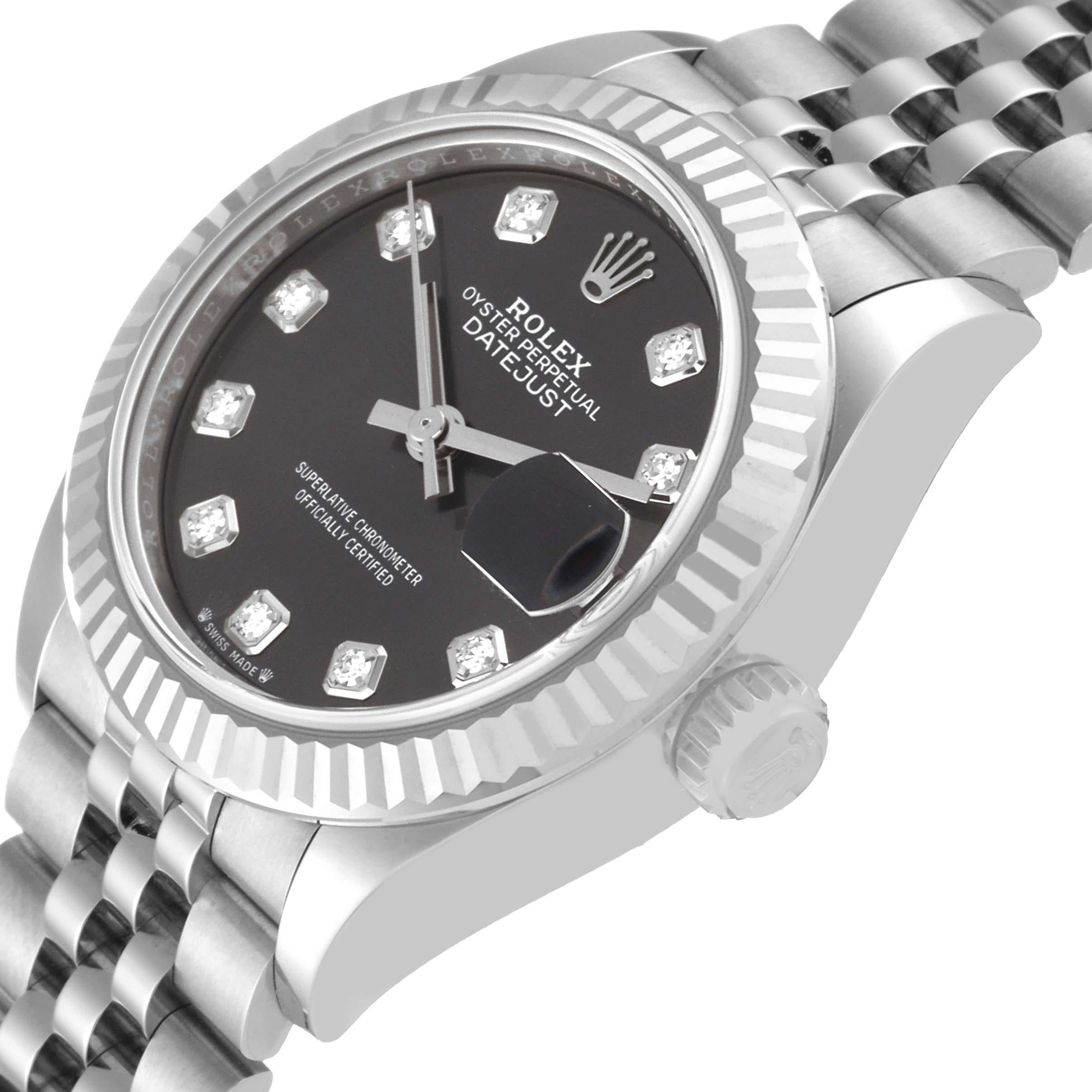 Rolex Datejust 28 Steel White Gold Grey Diamond Dial Ladies Watch 279174 Unworn For Sale 1