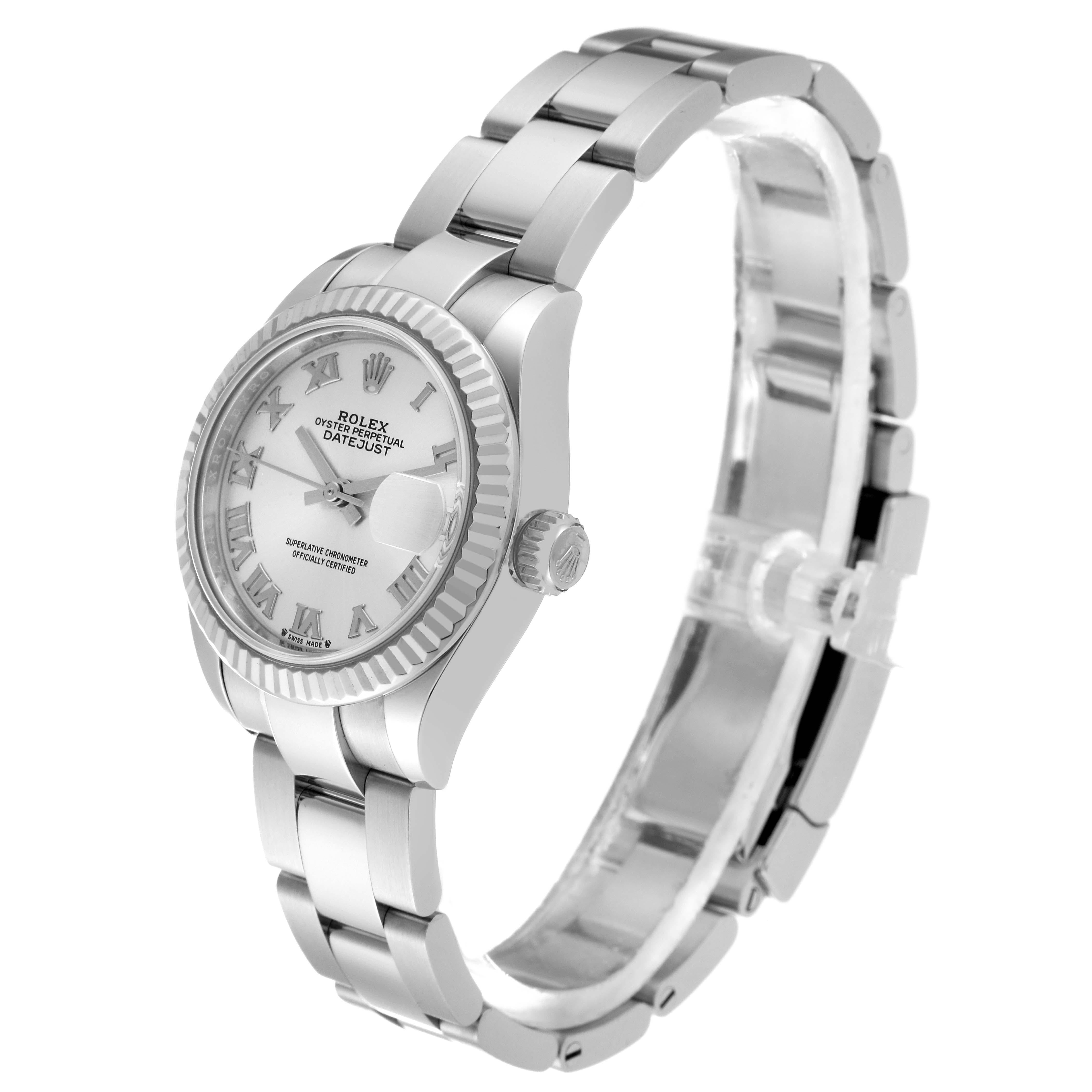 Rolex Datejust 28 Steel White Gold Silver Dial Ladies Watch 279174 Box Card For Sale 6