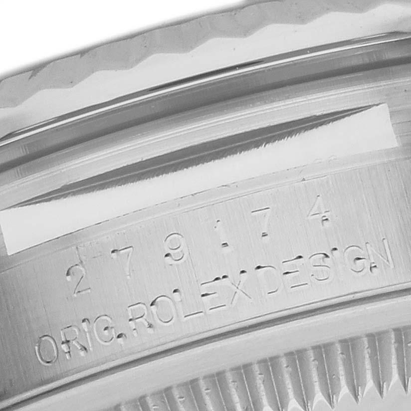 Rolex Datejust 28 Stahl Weißgold Silber Zifferblatt Damenuhr 279174 Box Kartenetui im Zustand „Hervorragend“ im Angebot in Atlanta, GA