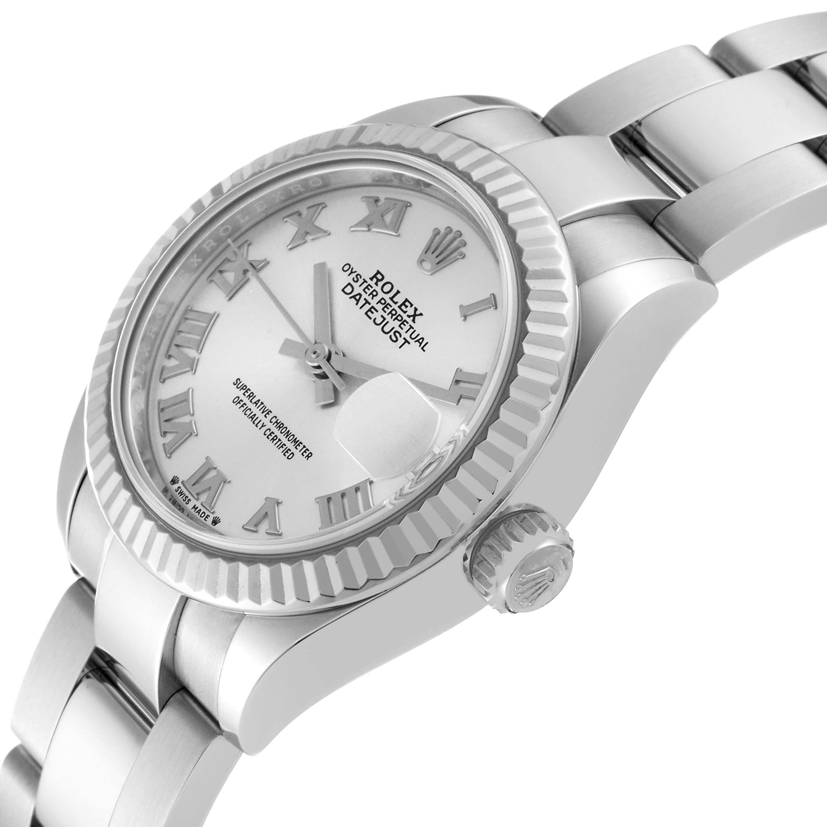 Rolex Datejust 28 Steel White Gold Silver Dial Ladies Watch 279174 Box Card For Sale 5