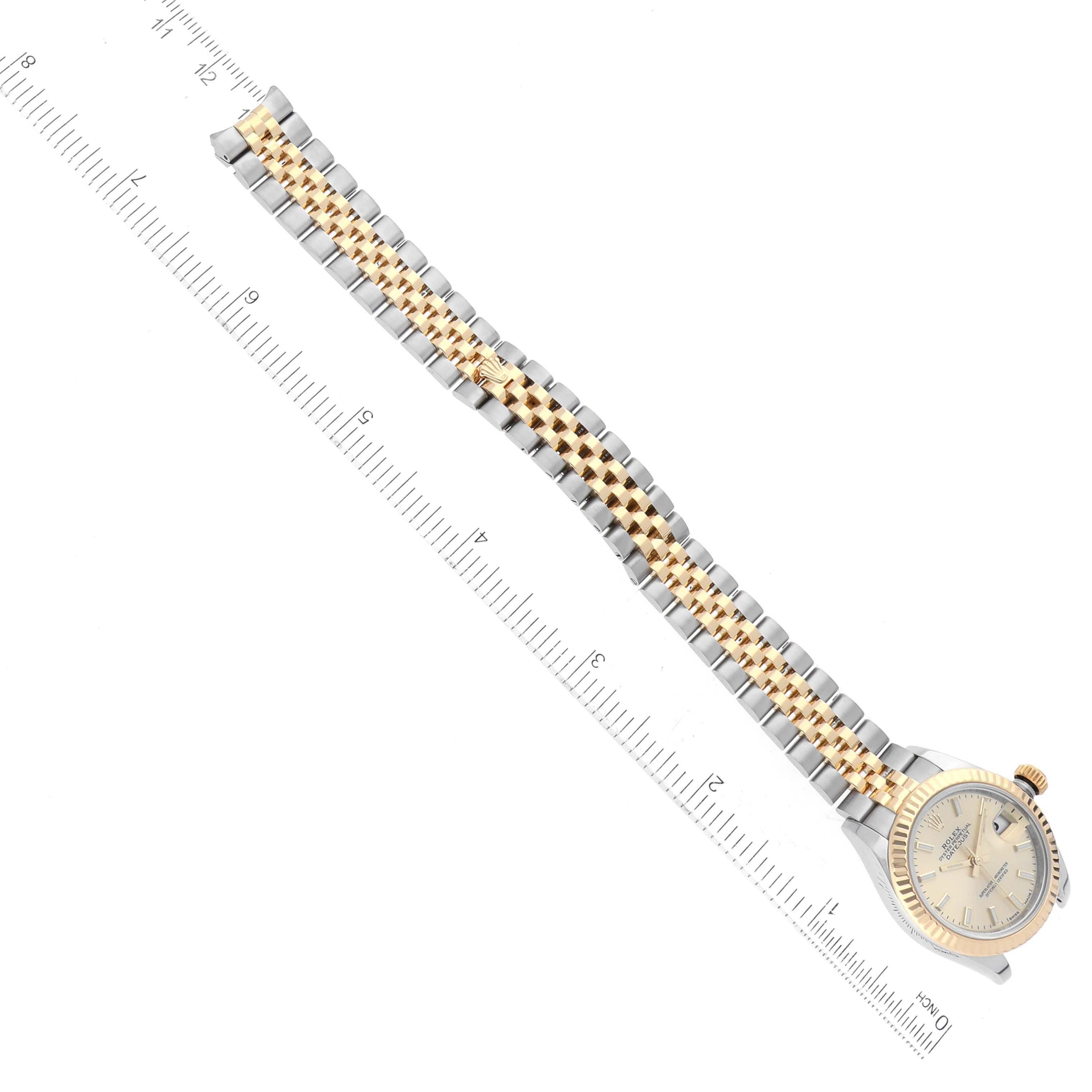 Rolex Datejust 28 Steel Yellow Gold Champagne Dial Ladies Watch 279173 Box Card For Sale 8