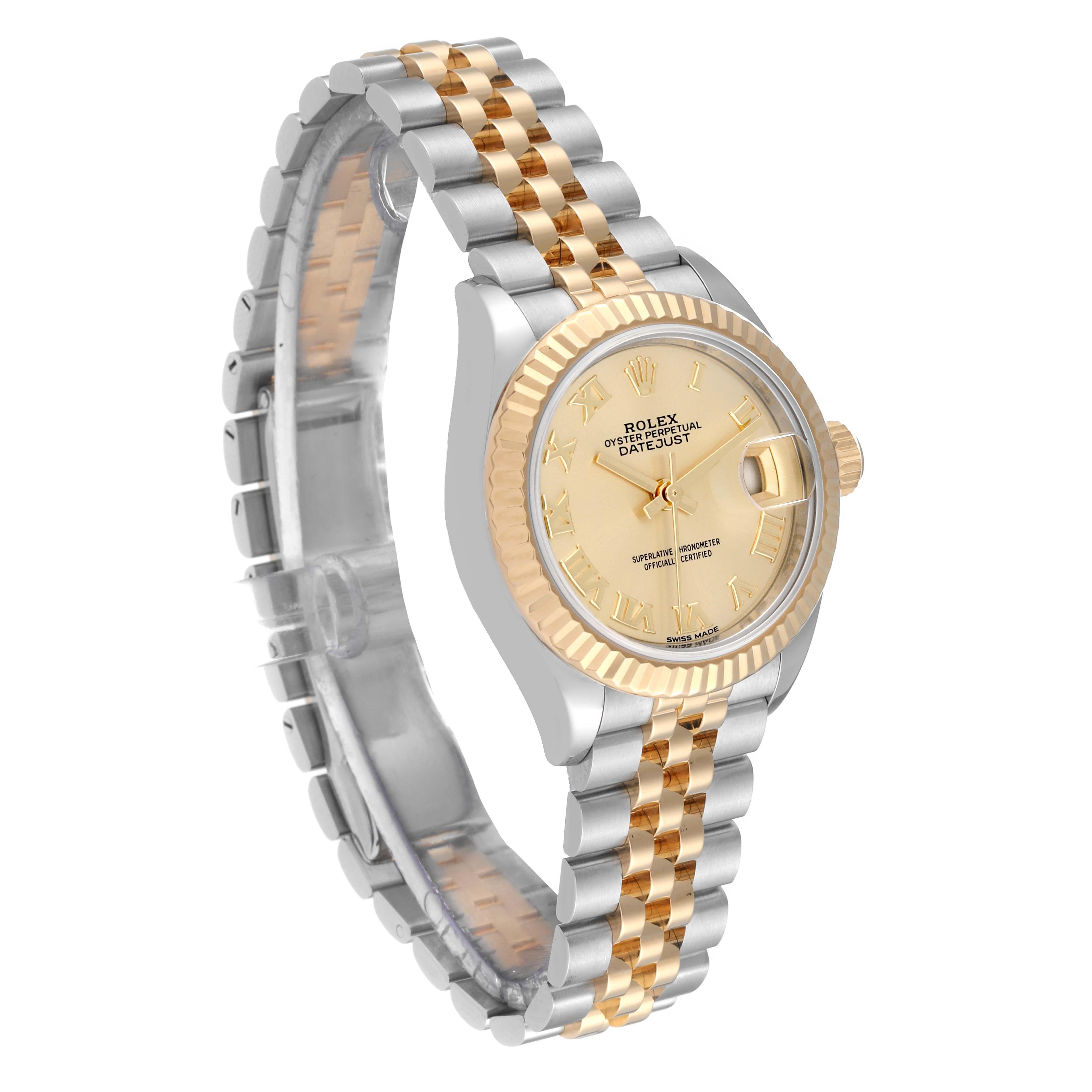 Rolex Datejust 28 Steel Yellow Gold Champagne Dial Ladies Watch 279173 Box Card In Excellent Condition In Atlanta, GA