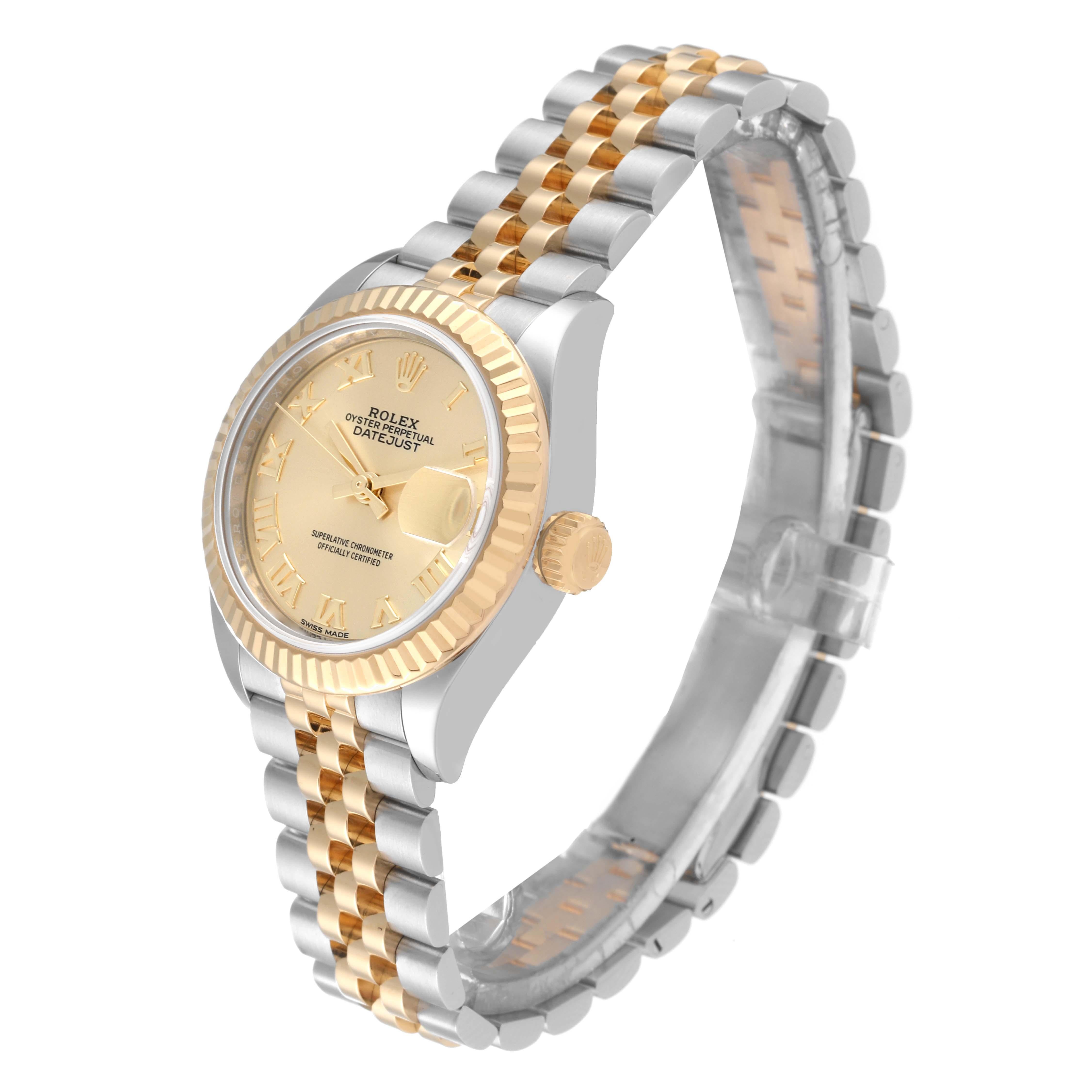 Women's Rolex Datejust 28 Steel Yellow Gold Champagne Dial Ladies Watch 279173 Box Card