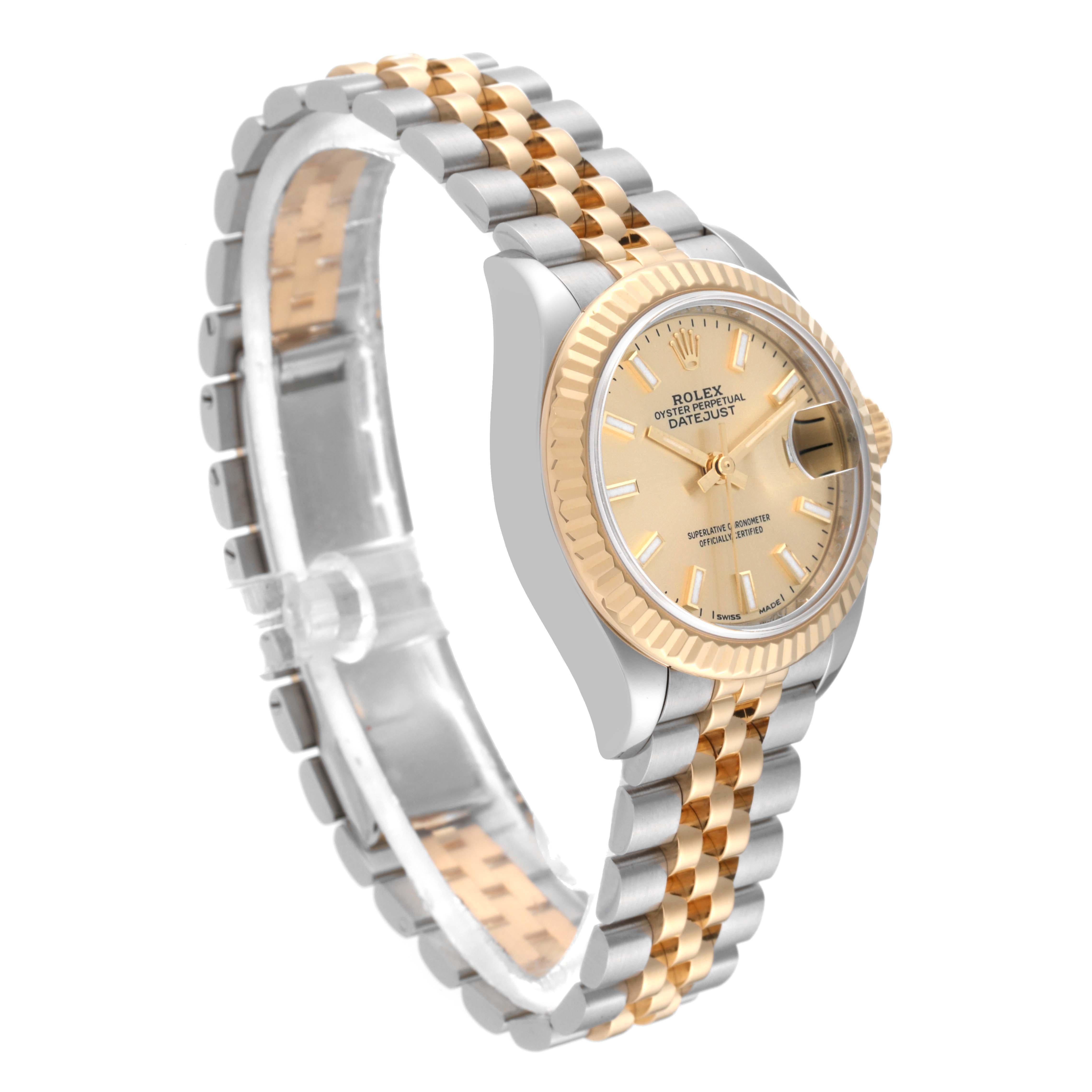 Rolex Datejust 28 Steel Yellow Gold Champagne Dial Ladies Watch 279173 Box Card For Sale 4