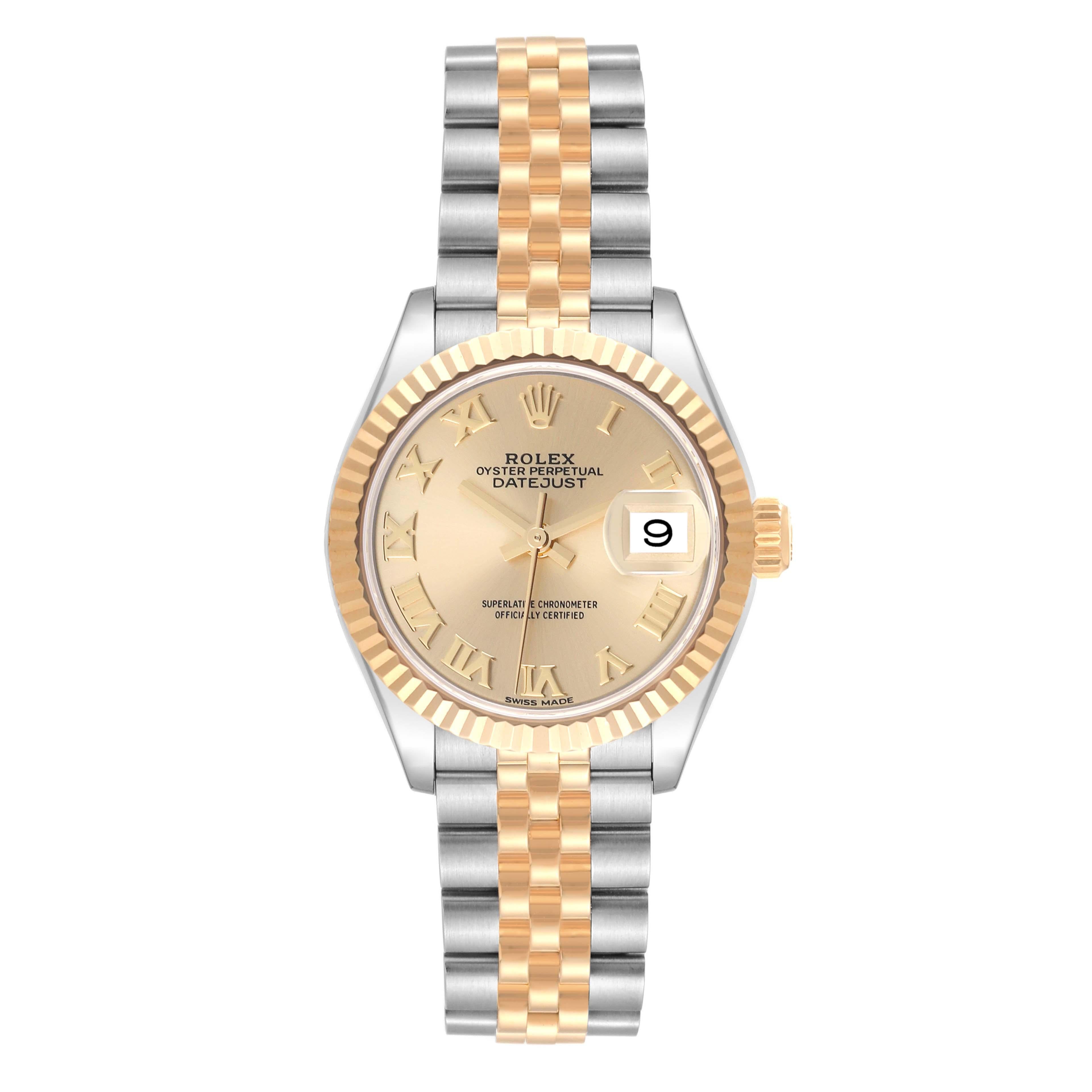 Women's Rolex Datejust 28 Steel Yellow Gold Champagne Dial Ladies Watch 279173