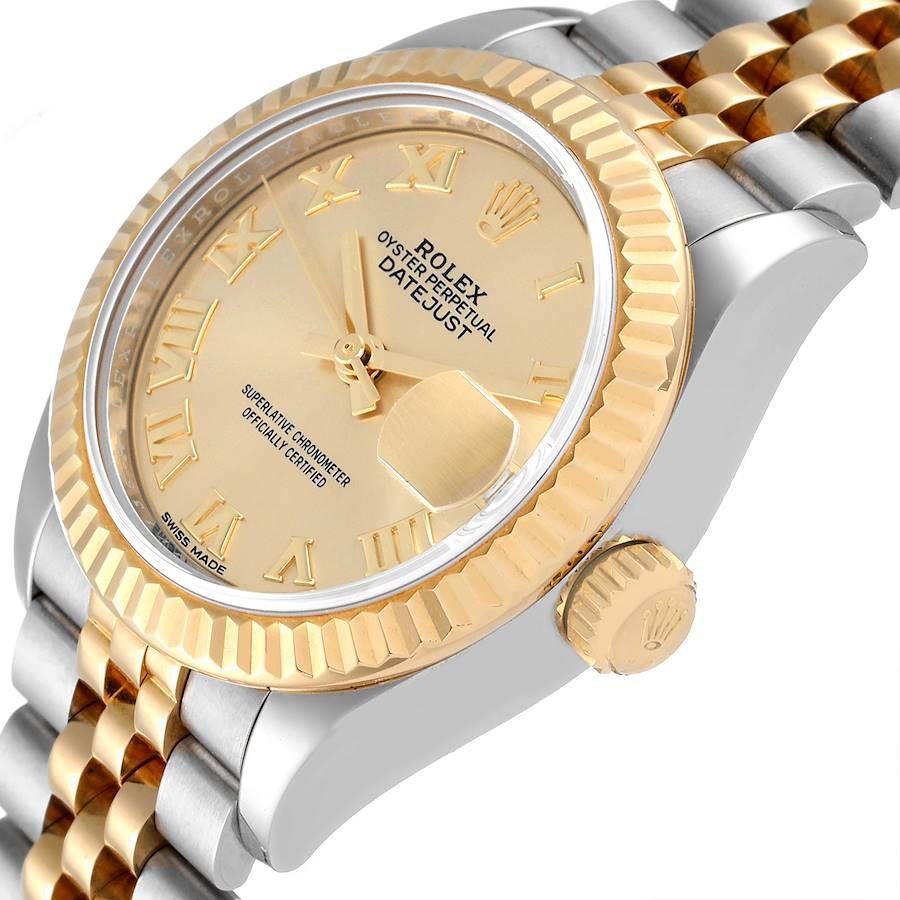 Rolex Datejust 28 Steel Yellow Gold Champagne Dial Ladies Watch 279173 1