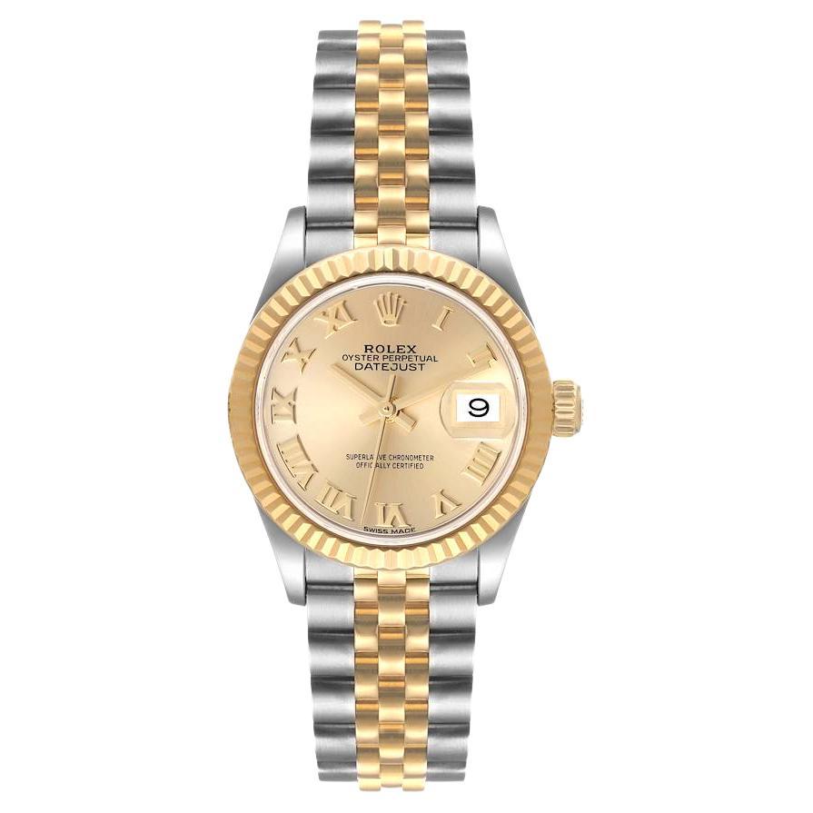 Rolex Datejust 28 Steel Yellow Gold Champagne Dial Ladies Watch 279173