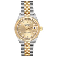 Rolex Datejust 28 Edelstahl Gelbgold Diamant Damenuhr 279173 Box Card