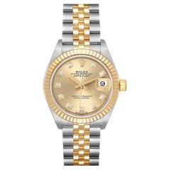 Rolex Datejust 28 Steel Yellow Gold Diamond Ladies Watch 279173 Box Card