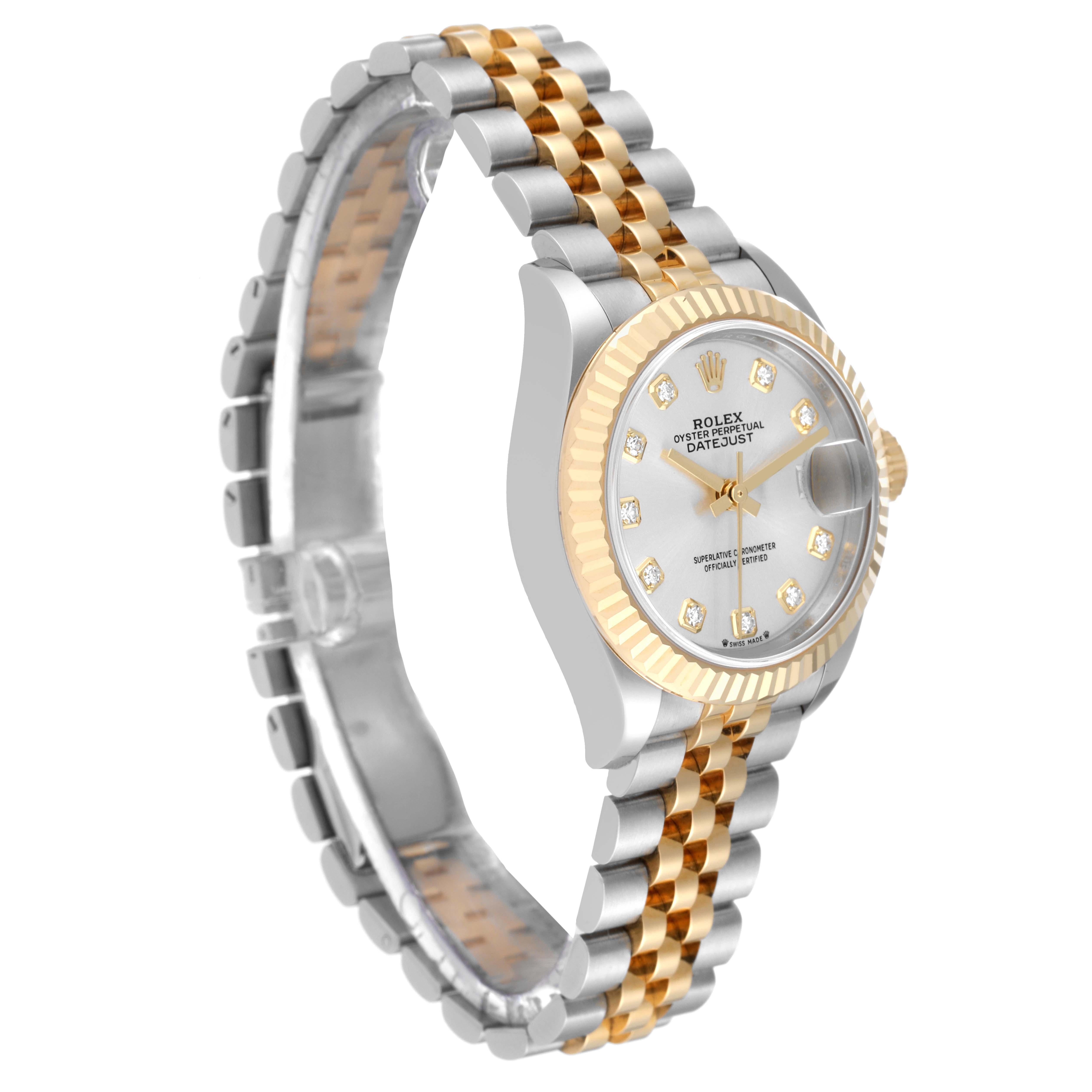 Rolex Datejust 28 Steel Yellow Gold Diamond Ladies Watch 279173 Unworn In Excellent Condition In Atlanta, GA