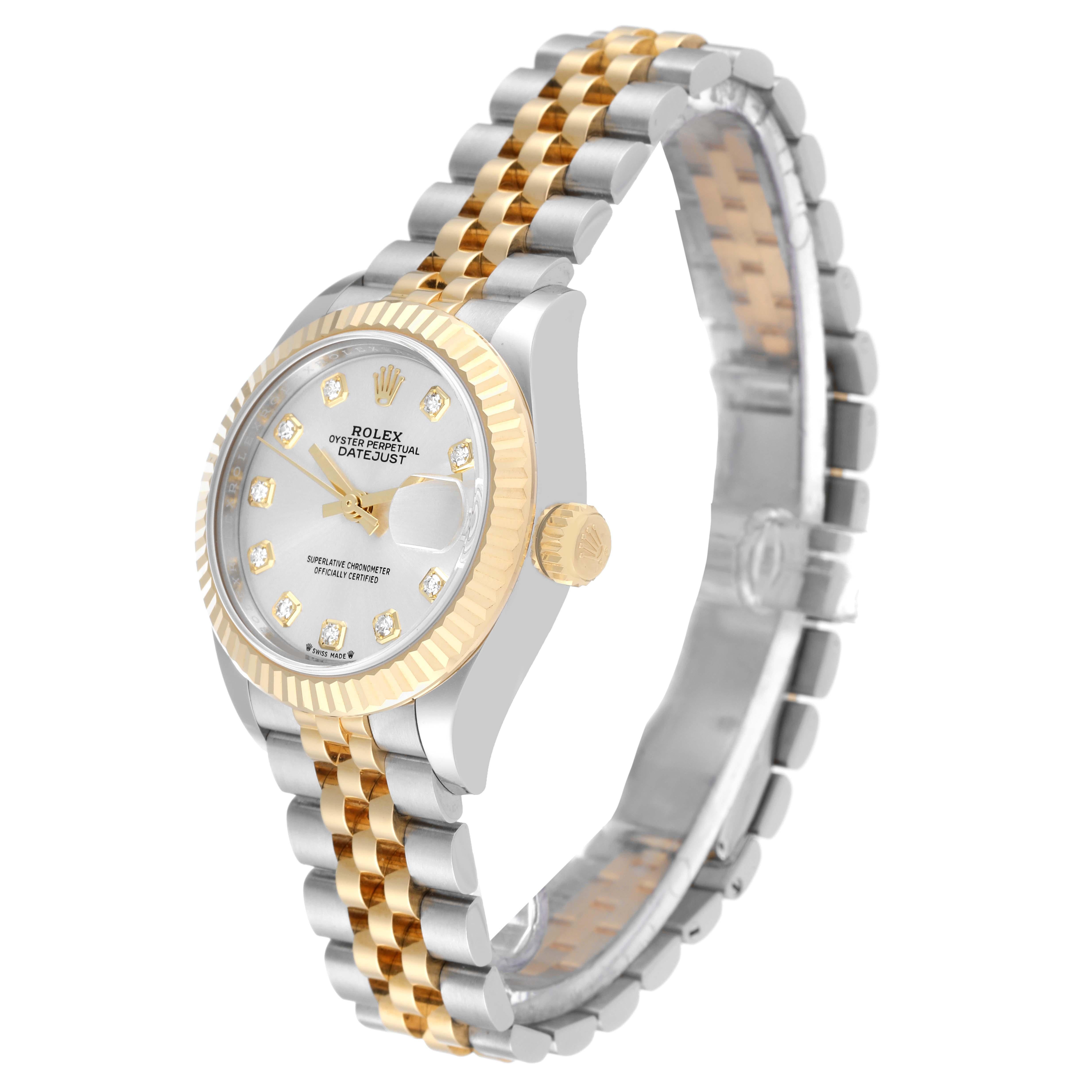 Women's Rolex Datejust 28 Steel Yellow Gold Diamond Ladies Watch 279173 Unworn