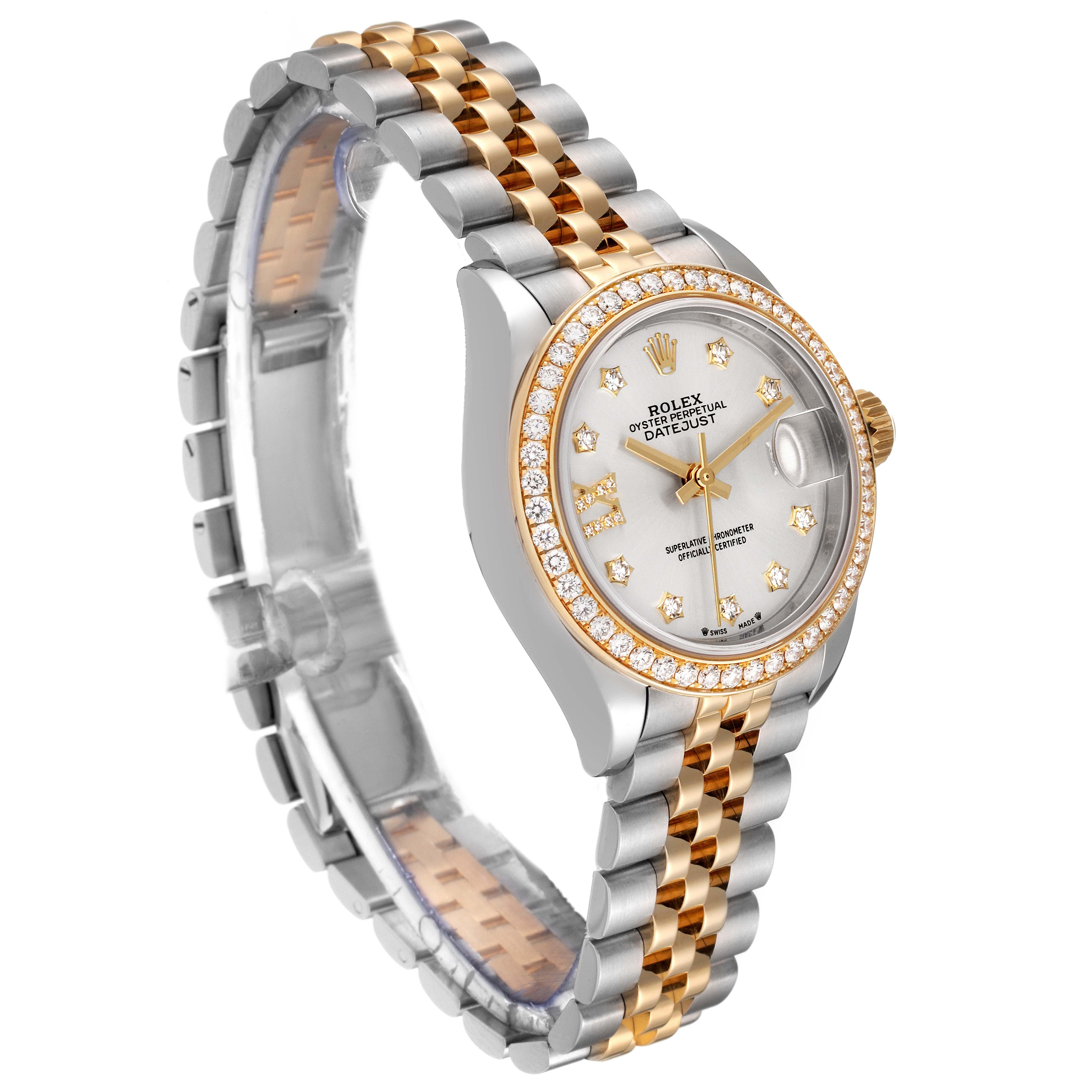 Rolex Datejust 28 Steel Yellow Gold Diamond Ladies Watch 279383 Box Card In Good Condition In Atlanta, GA