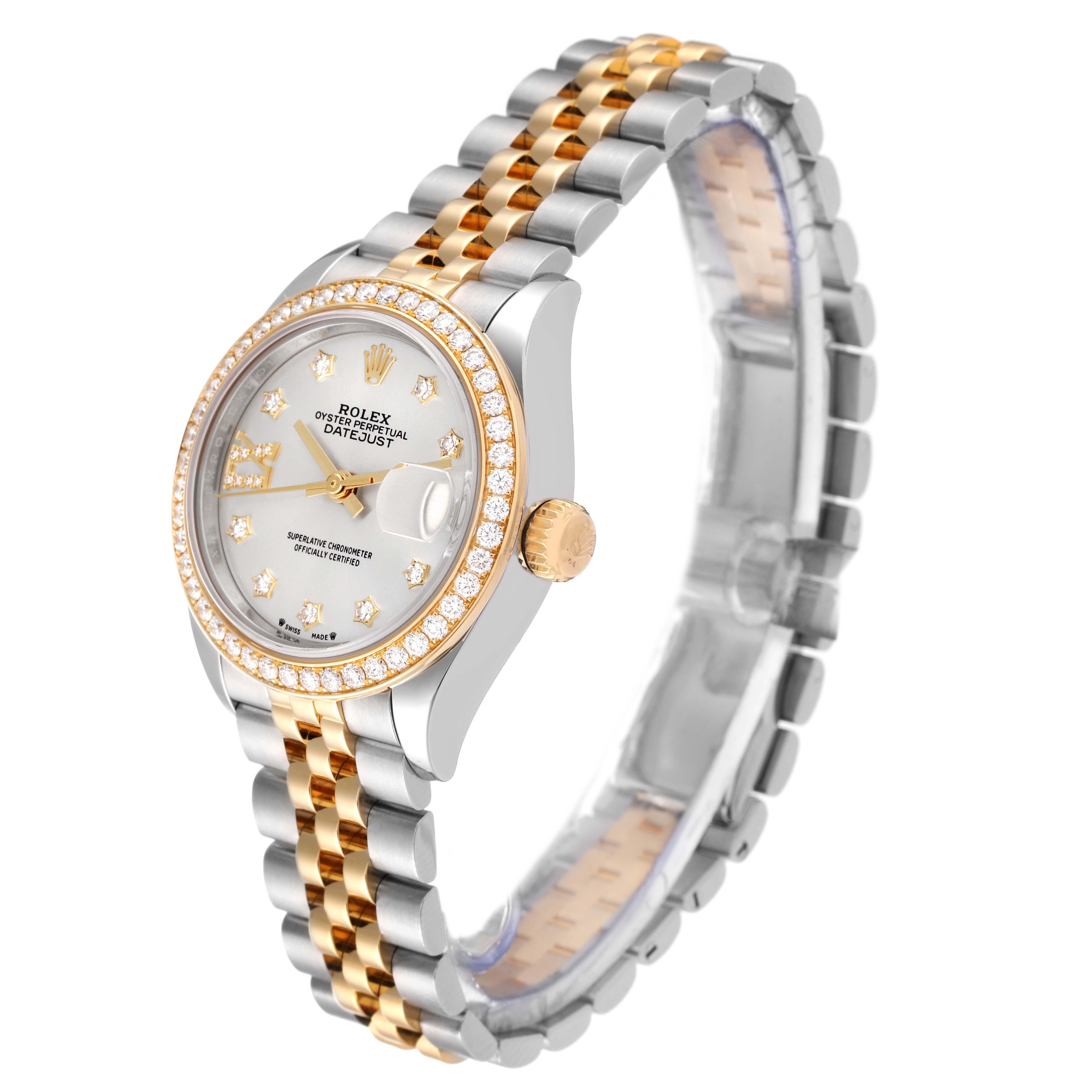 Women's Rolex Datejust 28 Steel Yellow Gold Diamond Ladies Watch 279383 Box Card