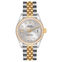 Rolex Datejust 28 Steel Yellow Gold Diamond Ladies Watch 279383 Box Card