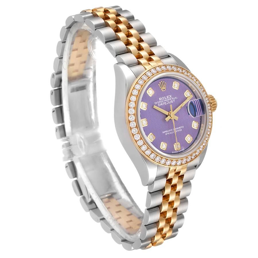 Rolex Datejust 28 Steel Yellow Gold Diamond Ladies Watch 279383 In Excellent Condition For Sale In Atlanta, GA