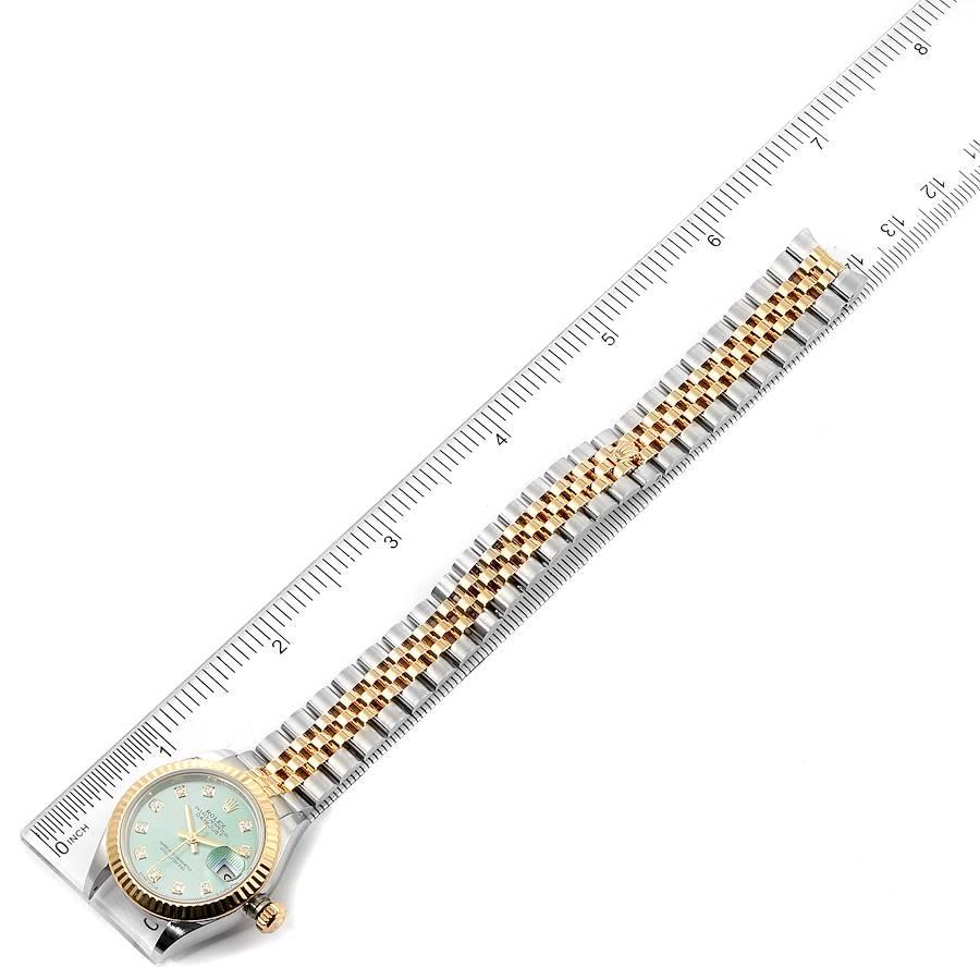 Rolex Datejust 28 Steel Yellow Gold Green Diamond Dial Ladies Watch 279173 For Sale 5