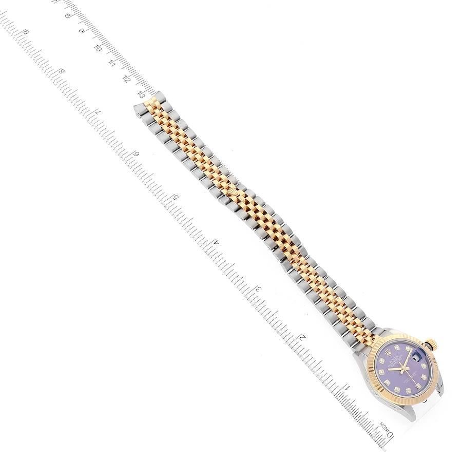 Rolex Datejust 28 Steel Yellow Gold Lavender Diamond Dial Ladies Watch 279173 For Sale 4