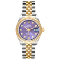 Rolex Datejust 28 Steel Yellow Gold Lavender Diamond Dial Ladies Watch 279173