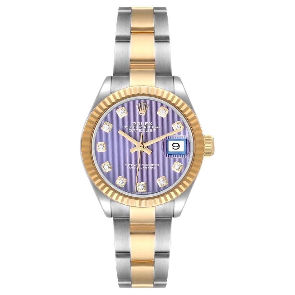 Rolex Datejust 28 Steel Yellow Gold Lavender Diamond Ladies Watch 279173