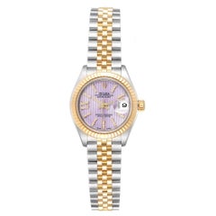 Rolex Datejust 28 Steel Yellow Gold Lilac Diamond Dial Ladies Watch 279173