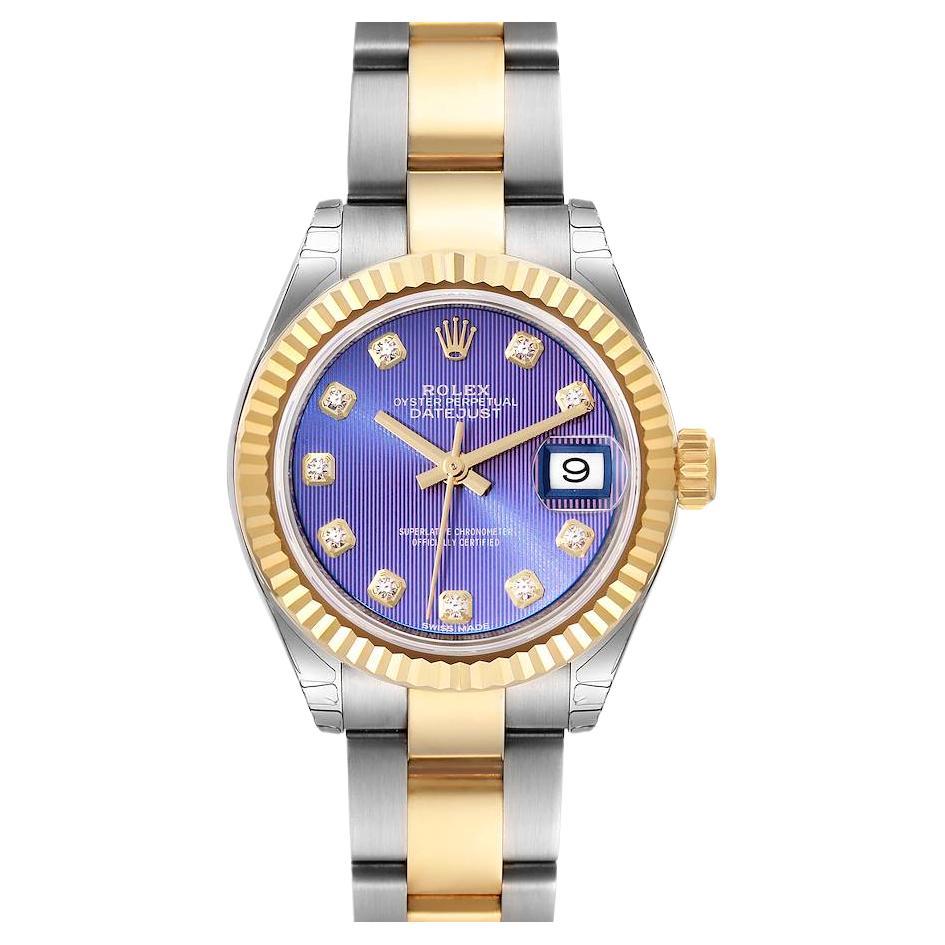 Rolex Datejust 28 Steel Yellow Gold Lilac Diamond Ladies Watch 279173 Unworn