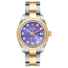 Rolex Datejust 28 Stahl Gelbgold Flieder-Diamant Damenuhr 279173 Ungetragen