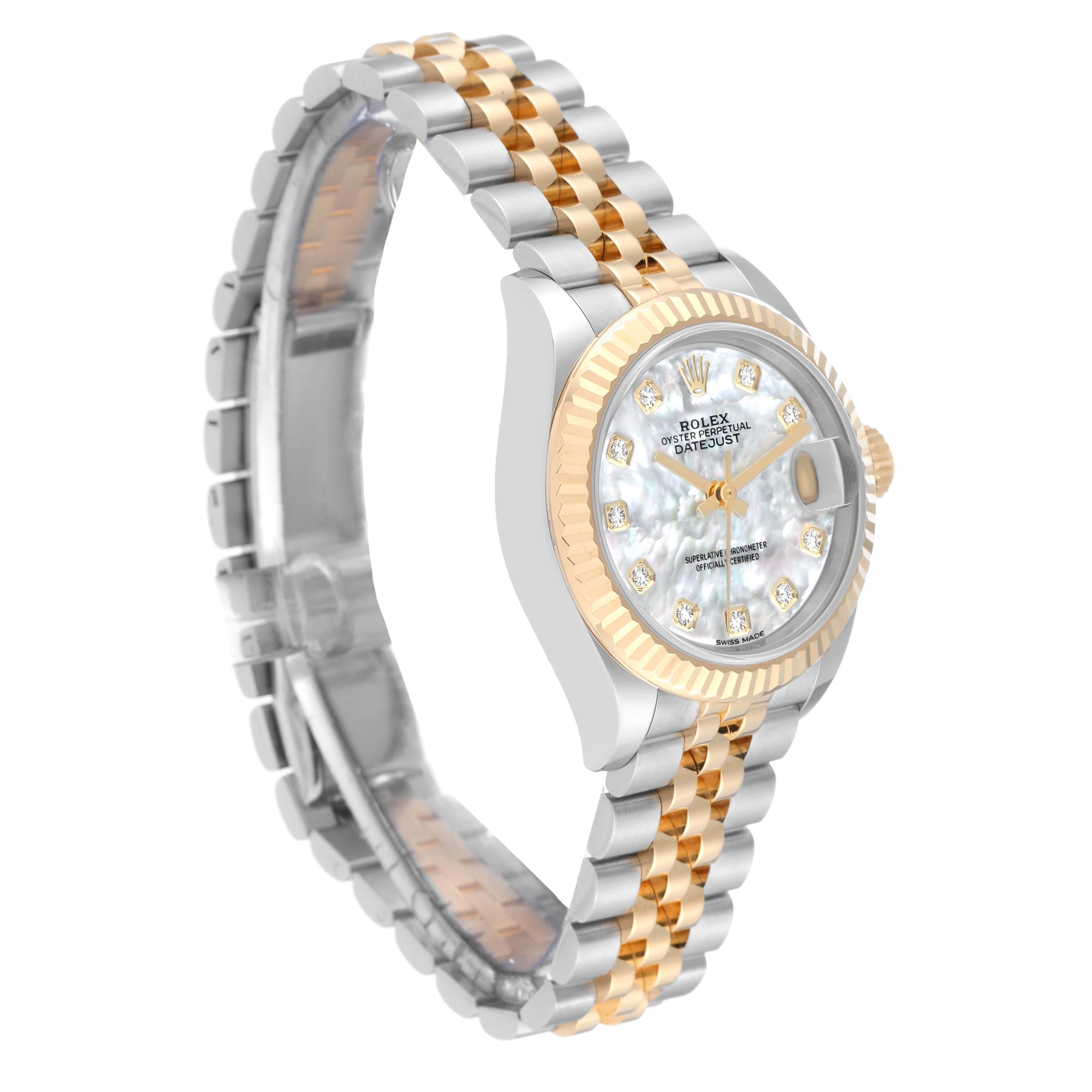 Rolex Datejust 28 Steel Yellow Gold Mother of Pearl Diamond Ladies Watch 6