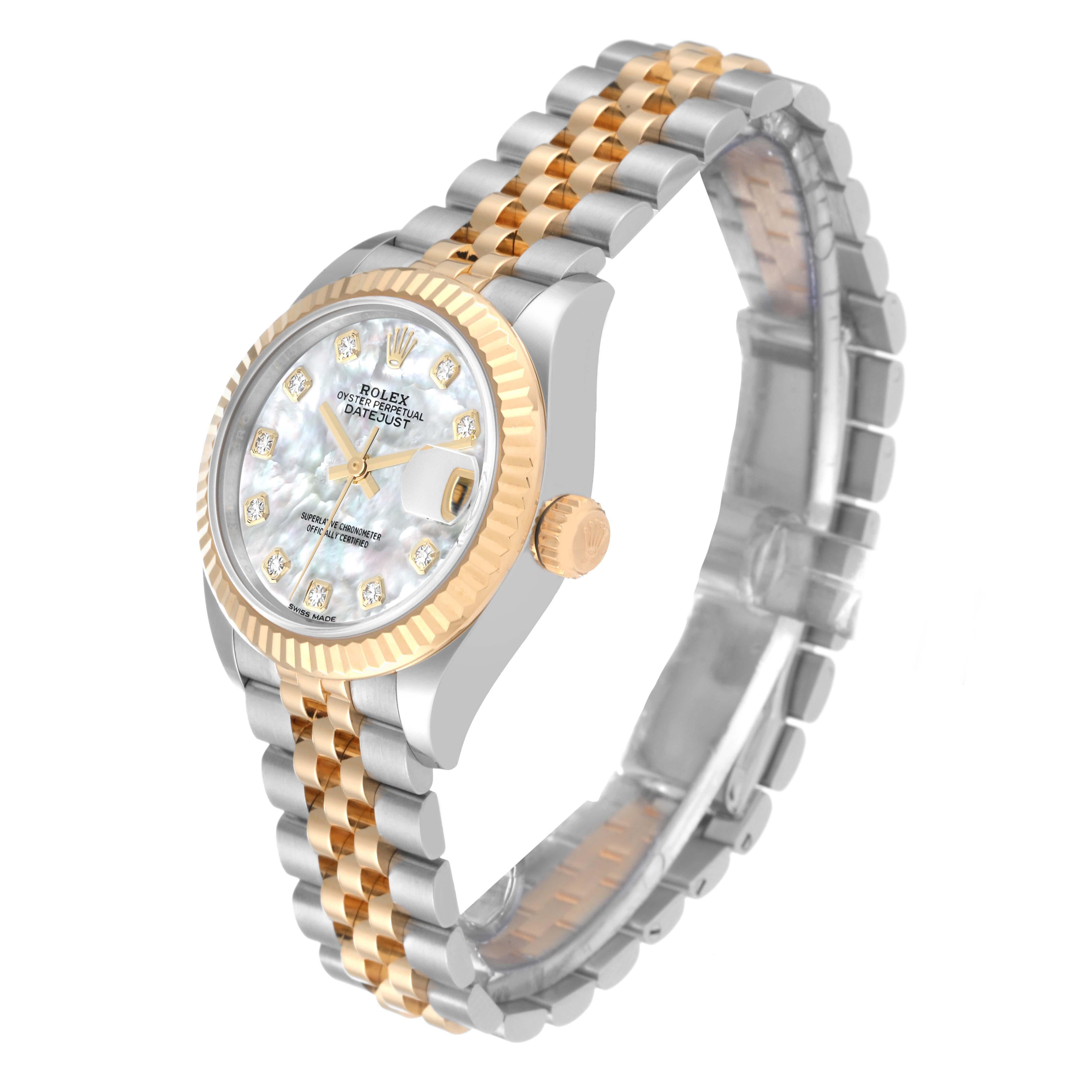 Rolex Datejust 28 Steel Yellow Gold Mother of Pearl Diamond Ladies Watch 8