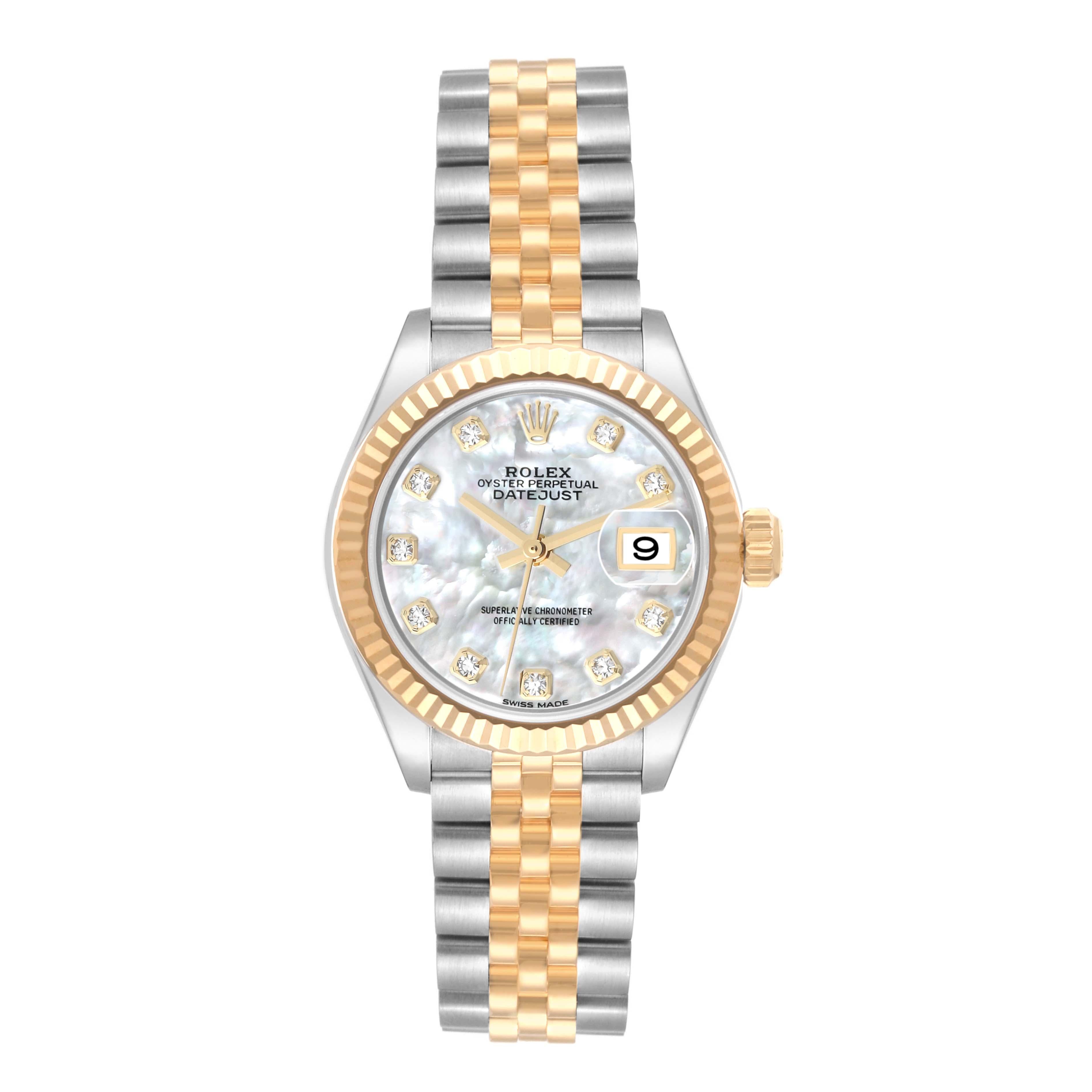 Rolex Datejust 28 Steel Yellow Gold Mother of Pearl Diamond Ladies Watch 3