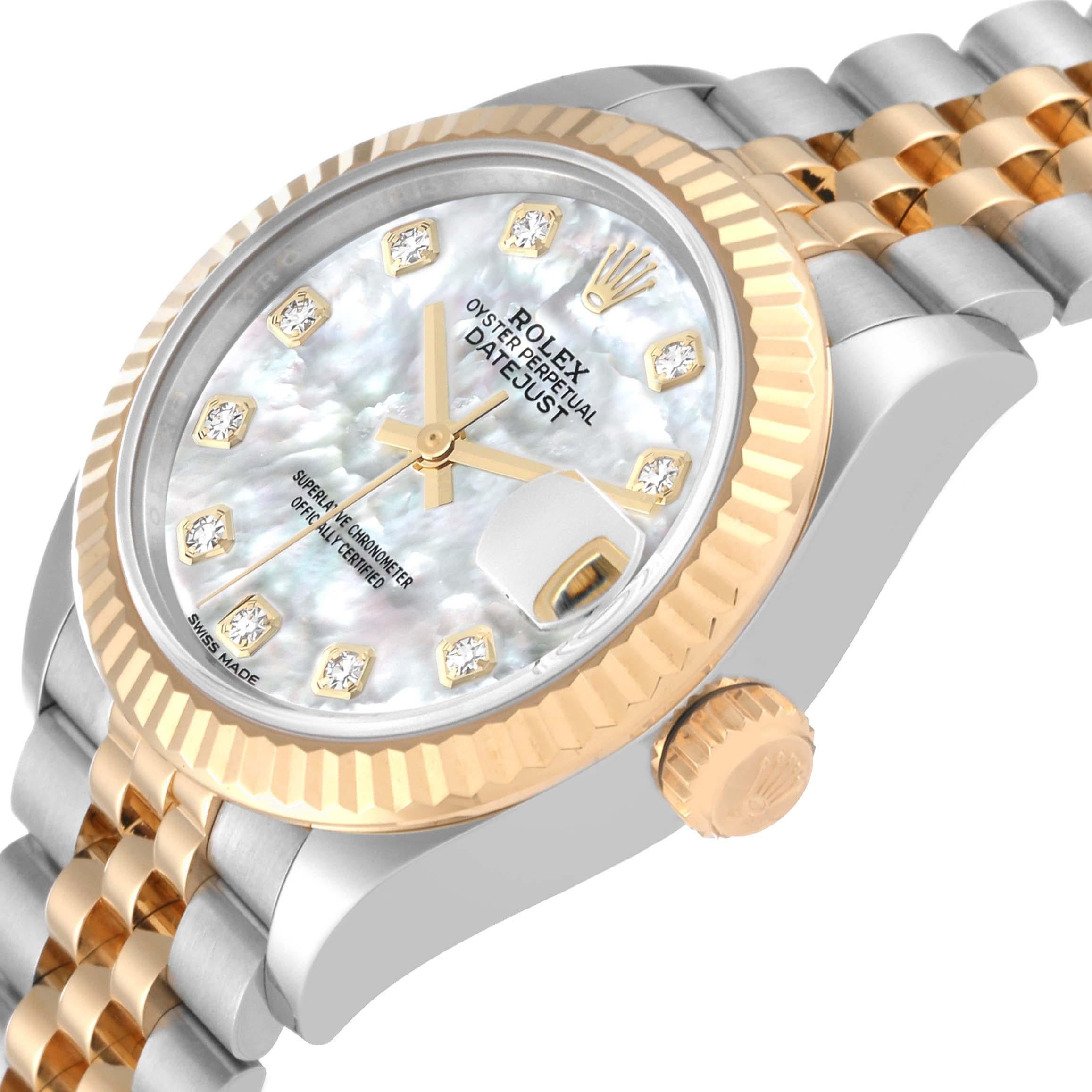 Rolex Datejust 28 Steel Yellow Gold Mother of Pearl Diamond Ladies Watch 5
