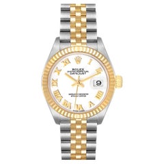 Rolex Datejust 28 Steel Yellow Gold White Dial Ladies Watch 279173