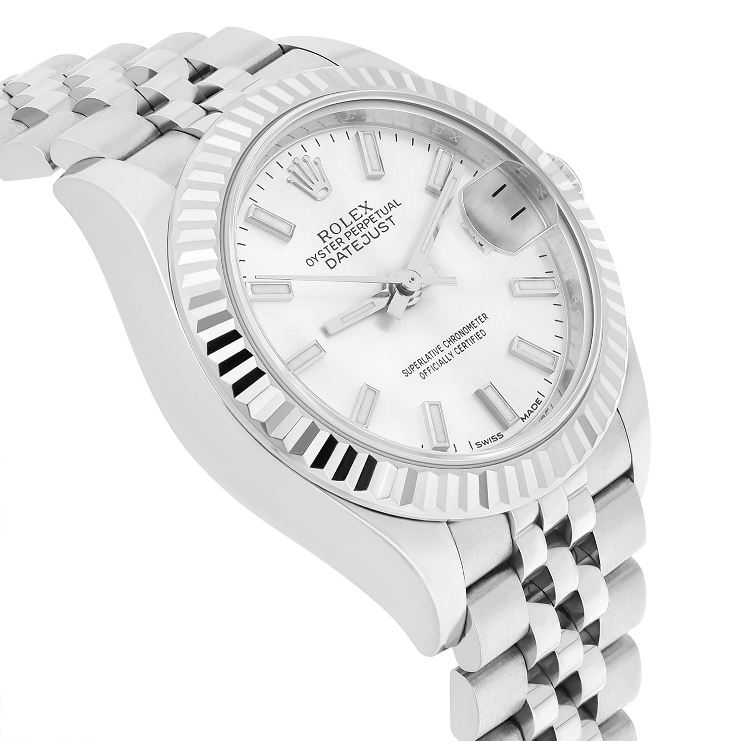 Rolex Datejust 28mm 279174 Ladies Watch Silver Dial Jubilee Stainless Steel In Excellent Condition In New York, NY