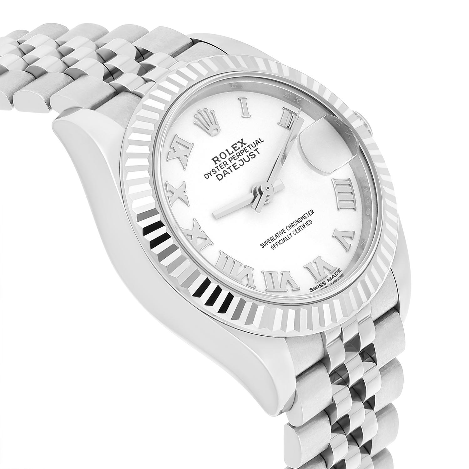 Rolex Datejust 28mm 279174 Reloj de señora Esfera romana blanca Jubilee Acero inoxidable en Excelente Estado en New York, NY