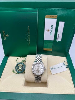 Rolex Datejust 28mm 279384RBR Diamond Bezel Silver Star Roman Dial Box Papers