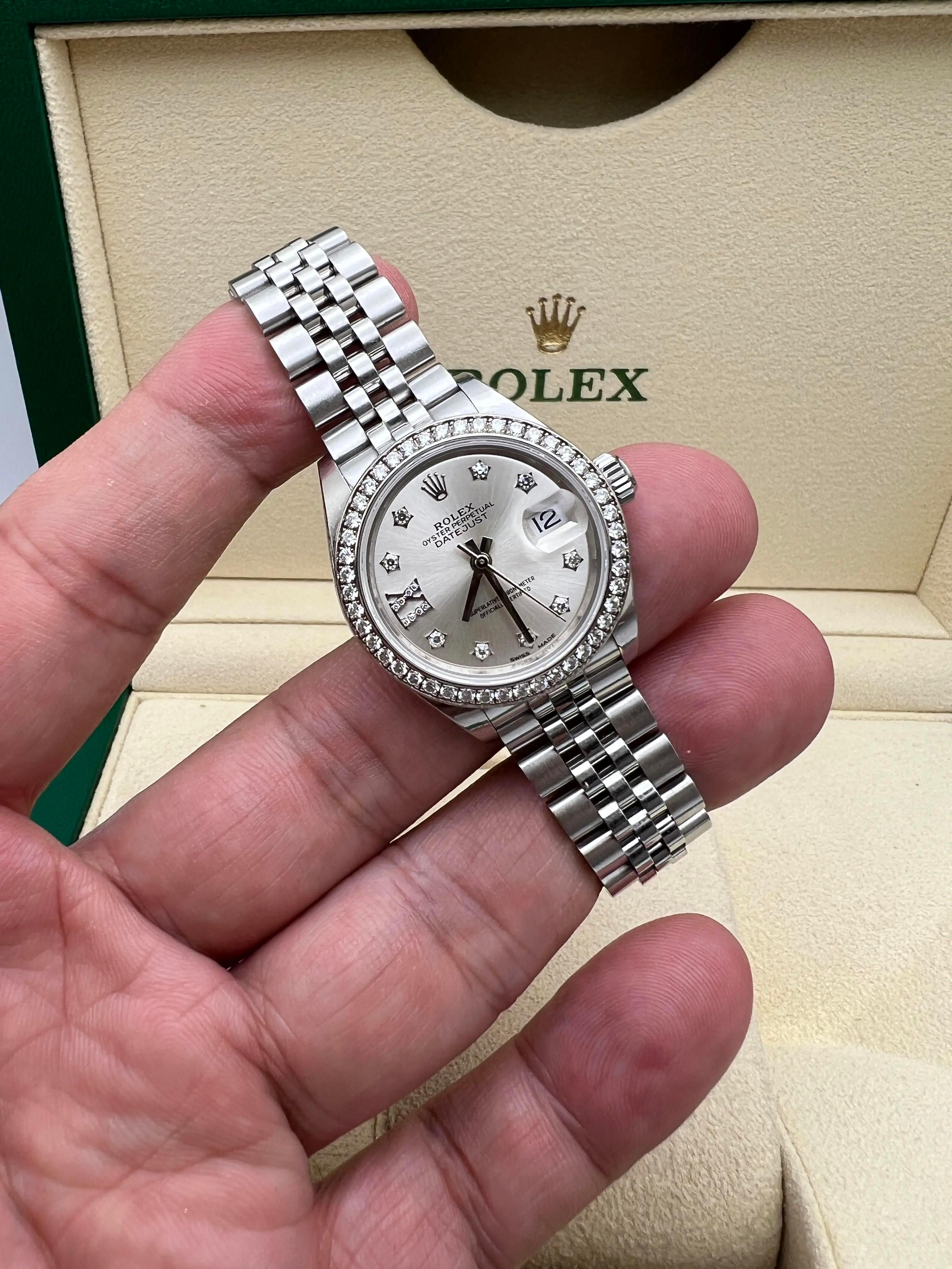 Rolex Datejust 28mm 279384RBR Diamond Bezel Silver Star Roman Dial Box Papers 1