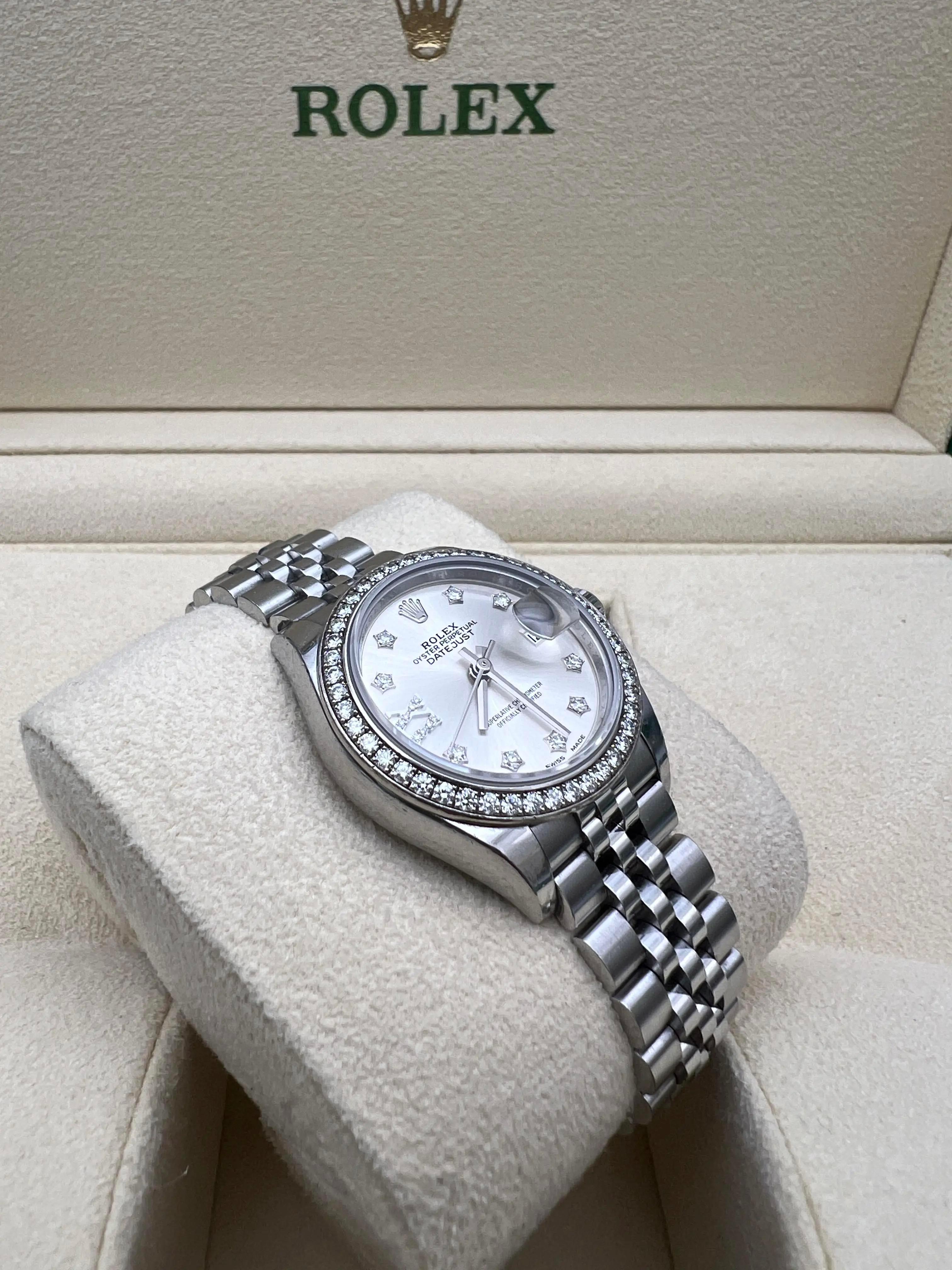 Rolex Datejust 28mm 279384RBR Diamond Bezel Silver Star Roman Dial Box Papers 2