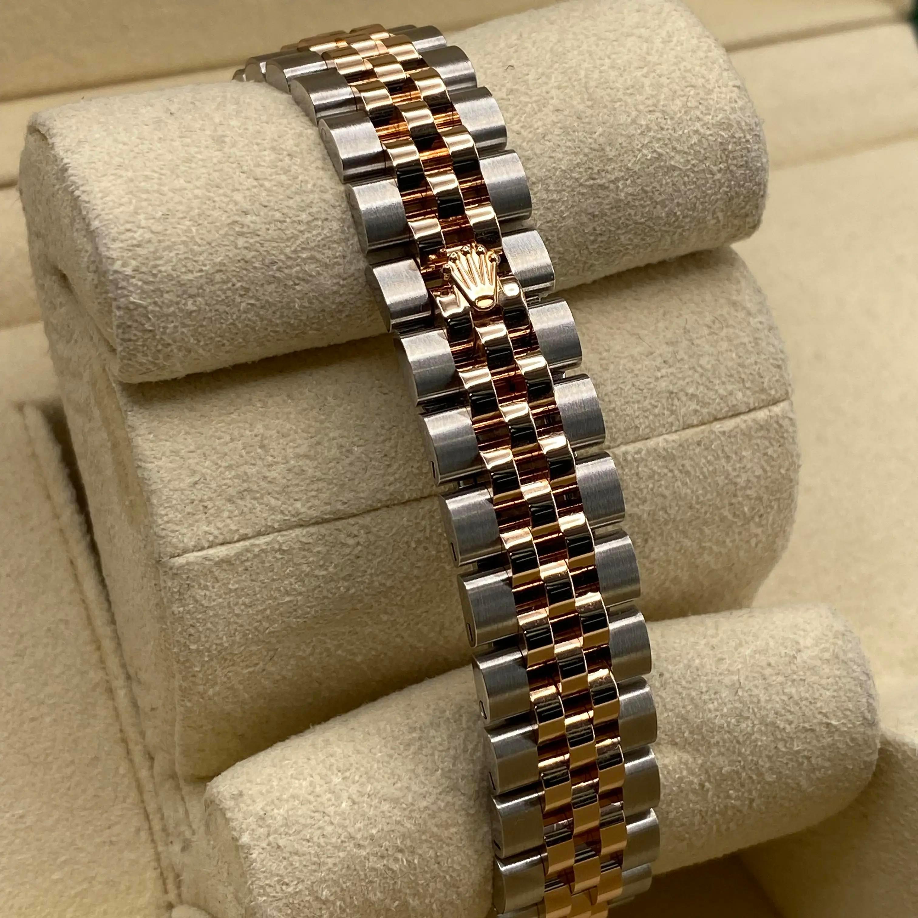 Rolex Datejust 28mm Oro Rosa Acciaio Cioccolato Diamante Quadrante Stella Orologio 279171 in vendita 3